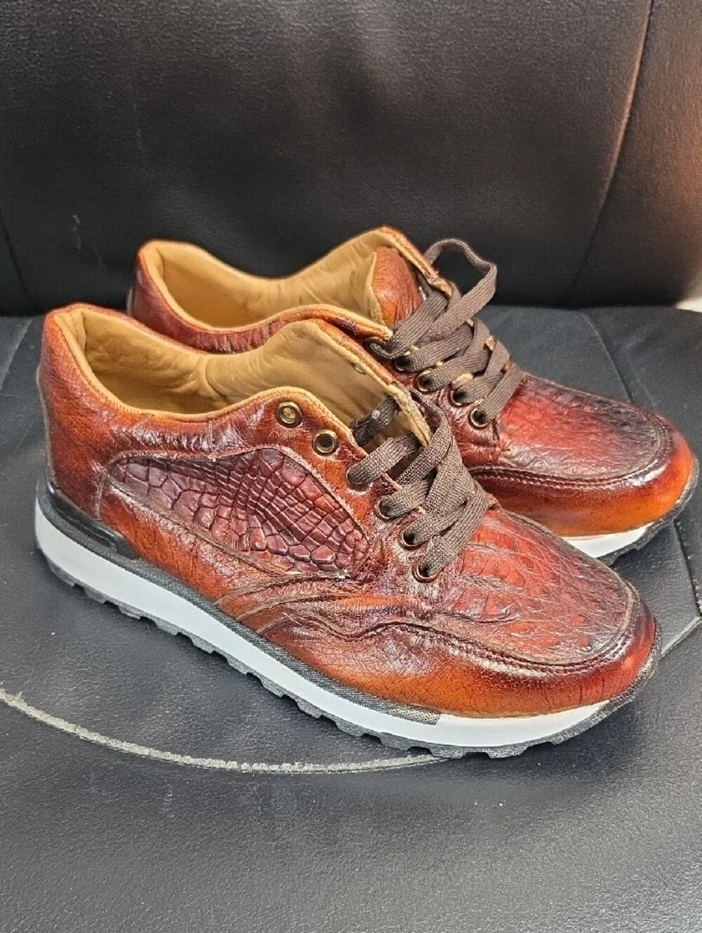 Men's Brown Leather Casual Sneakers